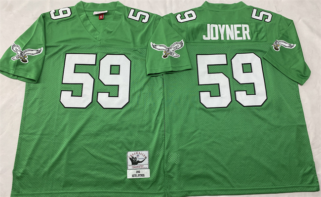 Men's Kelly Green Philadelphia Eagles #59 Seth Joyner Throwback Stitched Football Jersey